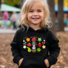 Front view of Miss Cutesy Meluna black hoodie with a playful and colourful logo.