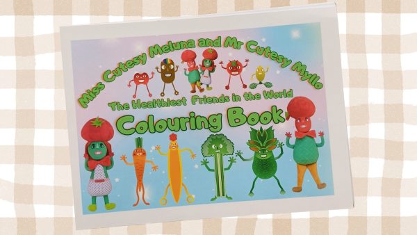 Cover of the Meluna and Myllo Colouring Book, featuring fun and educational content for kids.
