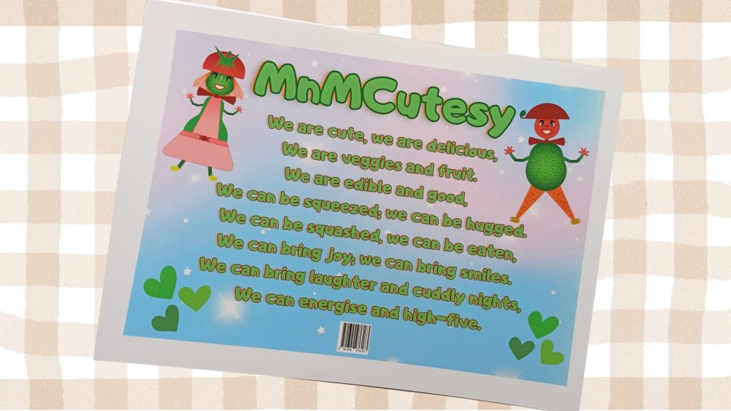 Kids' and health conscious parents' colouring book 100-page A4 back view with a poem.