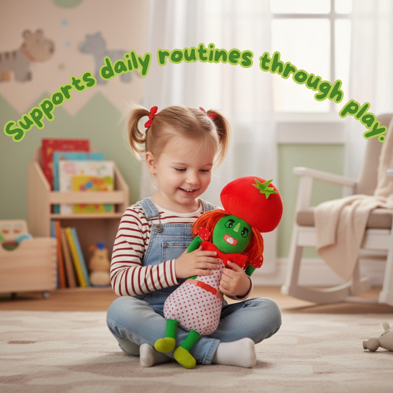 Toddler hugs Meluna Plush Toy