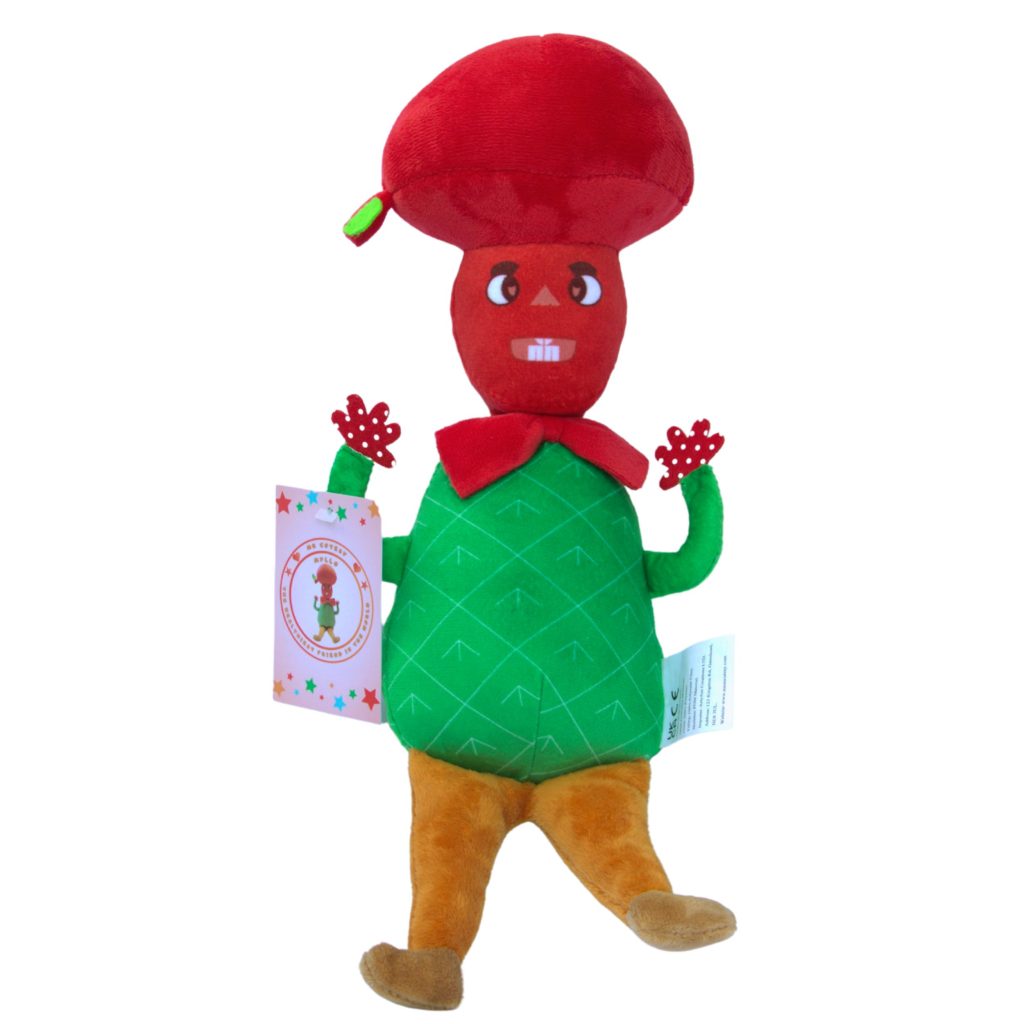 A colourful Health-Conscious Soft Toy Mr Cutesy Myllo 38cm tall.