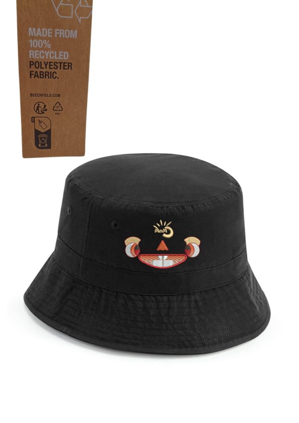 Bucket hat with embroidered Myllo face, made from recycled polyester