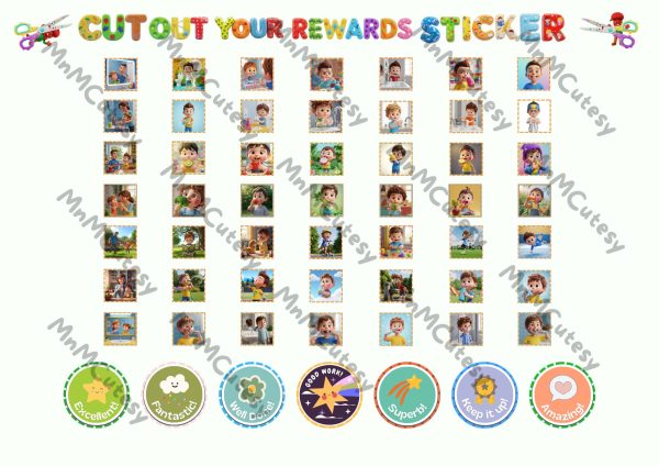 Mr Cutesy Myllo Reward Water Proof A4 Sticker Sheet