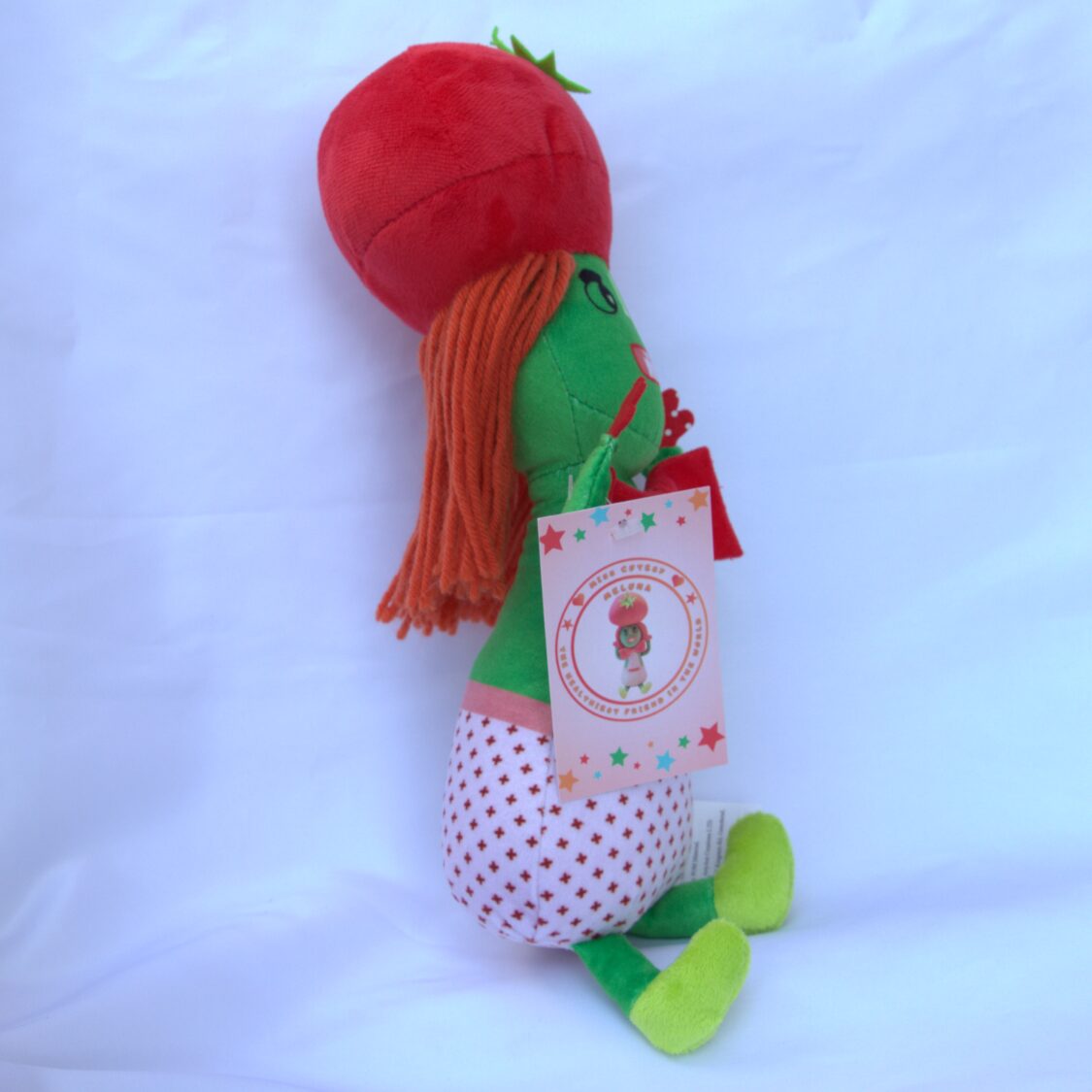 Miss Cutesy Meluna plush toy, 34cm – right side view showcasing soft fabric and colourful fruit-inspired details