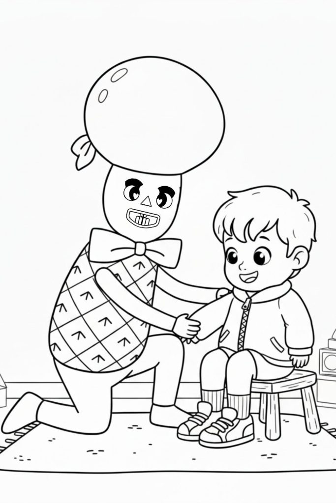 Myllo is helping a neurodivergent kid put the jacket on