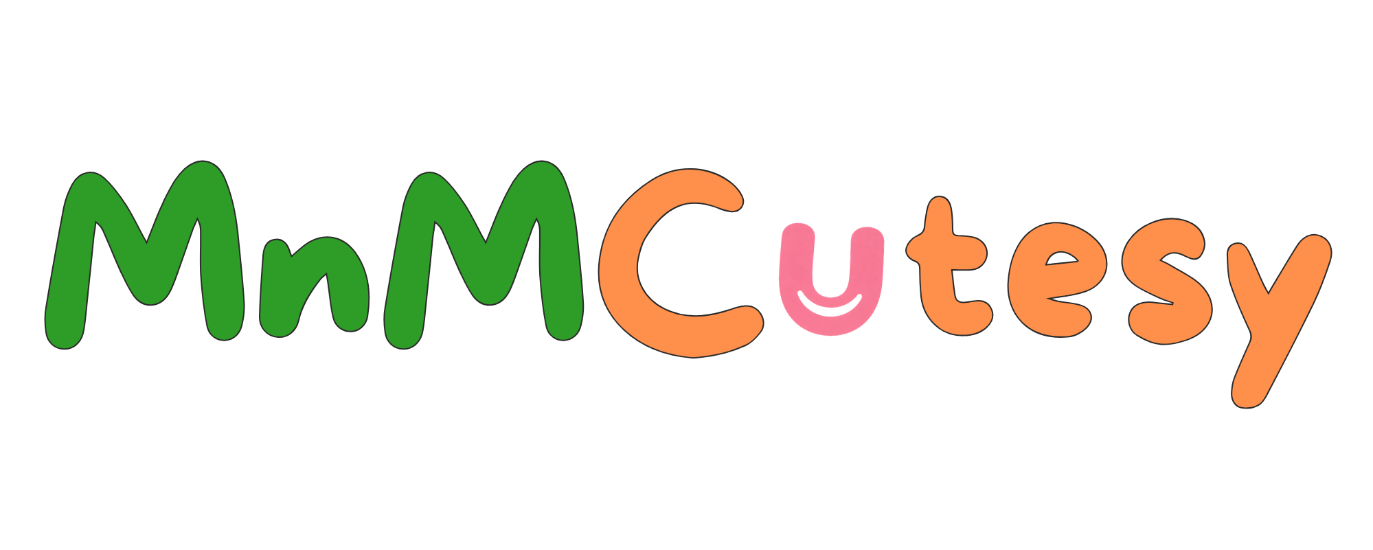 Main MnMCutesy Logo, 3 colours with a unique U